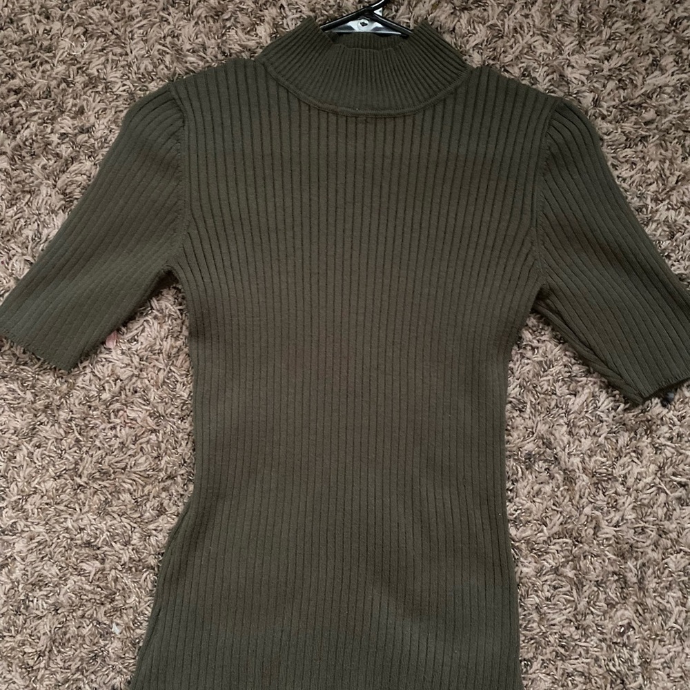 Olive Ribbed Turtleneck Sweater